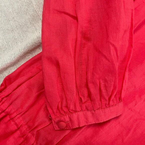 Buffalo David Bitton Pintuck Peasant Tunic Blouse Women M Red Bishop Boho Dainty - Picture 5 of 11